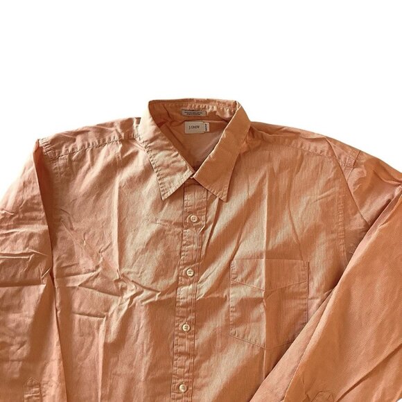 J.Crew Button Up Orange Long Sleeve 2-Ply Cotton Shirt Mens Size XL / 17-17.5 - Picture 3 of 8
